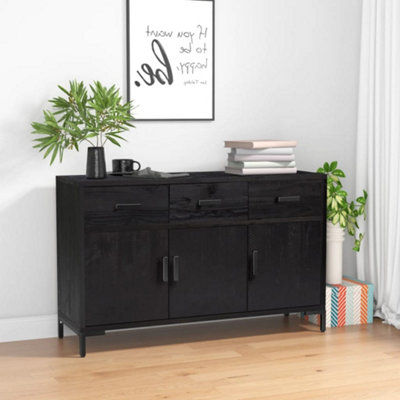 Vidaxl Sideboard Black 110X35X70 Cm Solid Pinewood from B&Q