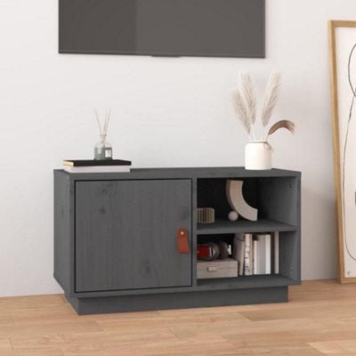 B&Q -  Tv Cabinet Grey 70X34X40 Cm Solid Wood Pine Tv Cabinets