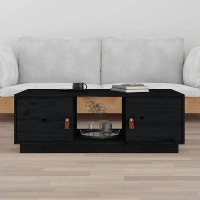 B&Q -  Coffee Table Black 100X50X35 Cm Solid Wood Pine