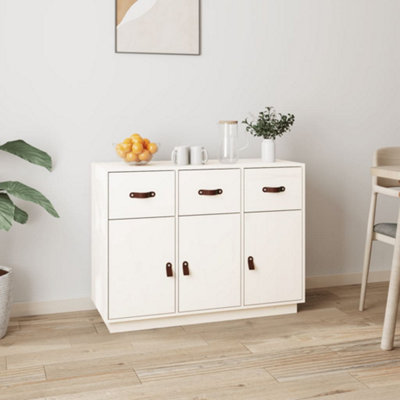 vidaXL Sideboard - Solid Pine Wood - White - 100cm - Image 3