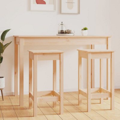 Vidaxl Grain Bar Chairs Pcs 40X40x78 Cm Solid Wood Pine Size 2