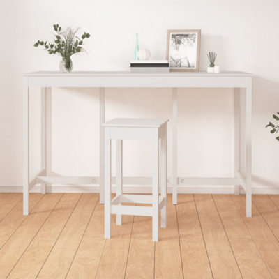 Vidaxl White Bar Table 180X80x110 Cm Solid Wood Pine