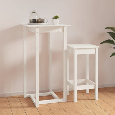 Vidaxl Bar Table White 60x60x110cm Solid Pine Wood - White - Image 3