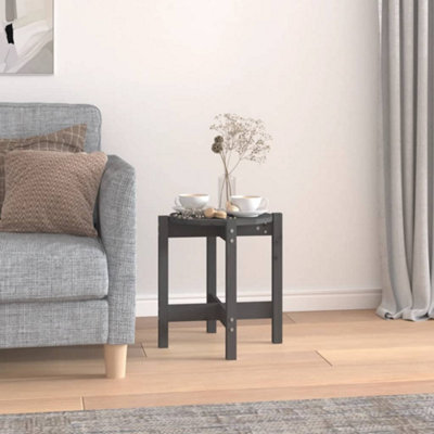 Vidaxl Coffee Table Grey Solid Pine Wood Ø 42.5x45 Cm - Round Accent Table - Image 3