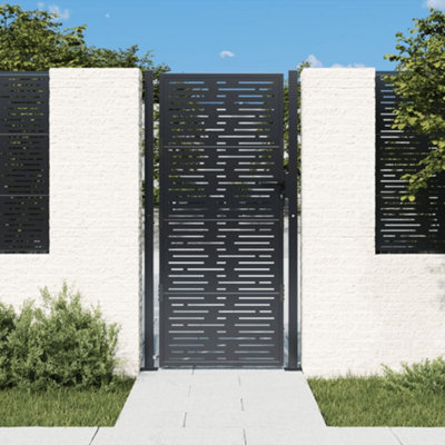 Vidaxl Garden Gate Anthracite 105X205 Cm Steel Square Design Garden Gates from B&Q