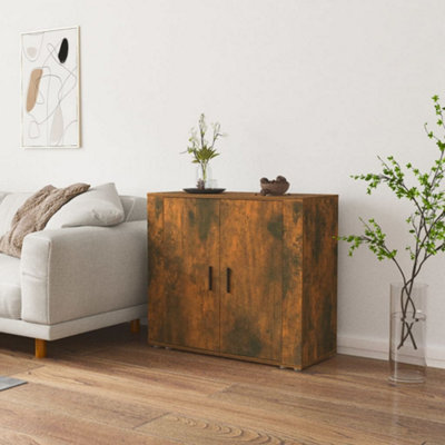 Vidaxl (Smoked Oak) Sideboard Side Cabinet Storage Cupboard Home Organiser Engineered Wood - Image 4