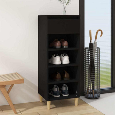Vidaxl Black Shoe Cabinet 40X36x105 Cm Engineered Wood