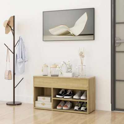B&Q -  Shoe Bench Sonoma Oak 80X30X45 Cm Engineered Wood