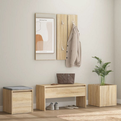 Walplus Hallway Furniture Set Sonoma Oak Engineered Wood