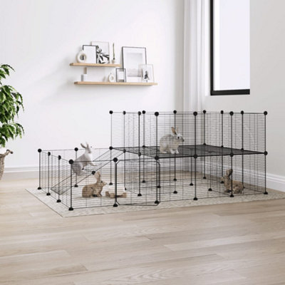 Walplus 44-Panel Pet Cage With Door 35X35 Cm Steel Black