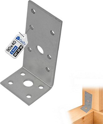 Gezu Impex Angle Brackets 90 X 35 X 3 mm Galvanised 90 Perforated Angle Plate Wood Connector Corner Braces L Shape Brackets from B&Q