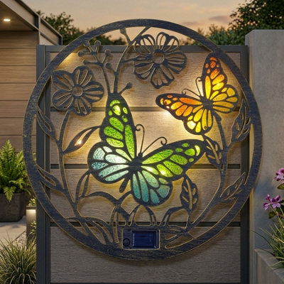 Papillon Solar Butterfly Disc Wall Light from B&Q