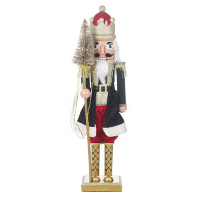 Urbn-Living Urbnliving 60Cm Tall Green Or Red Wood Look Christmas Nutcracker Soldier Xmas Traditional Ornament Assorted Sizes from B&Q