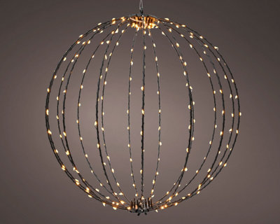 B&Q -  Black Metal Christmas Ball Frame Light Led Sphere Light Timer Classic Warm 38Cm