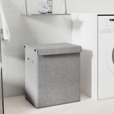 B&Q -  Foldable Laundry Hamper Grey 51X34.5X59 Cm Faux Linen Fabric