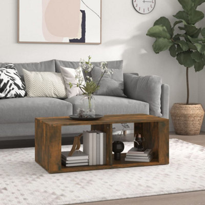 Walplus Coffee Table Smoked Oak 100X50X36 Cm Engineered Wood