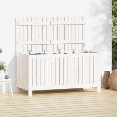 B&Q Garden Storage Box 121X55x64 Cm Solid Wood Pine White