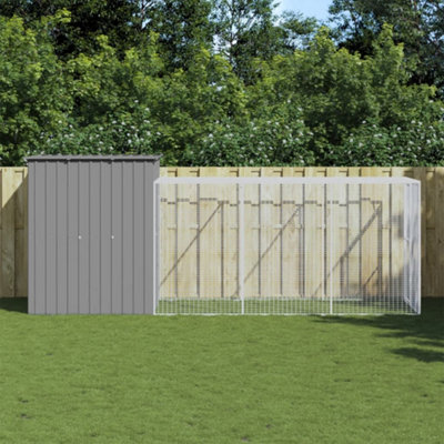 Walplus Chicken Cage With Run Light Grey 165X455X181 Cm Galvanised Steel