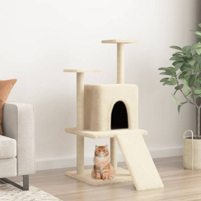B&Q -  Cat Tree With Sisal Scratching Posts Cream 110 Cm