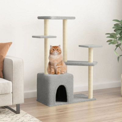 B&Q -  Cat Tree With Sisal Scratching Posts Light Grey 107.5 Cm