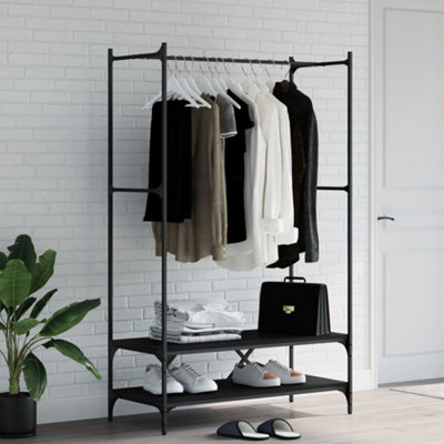 B&Q -  Clothes Rack With Shelves Black Engineered Wood