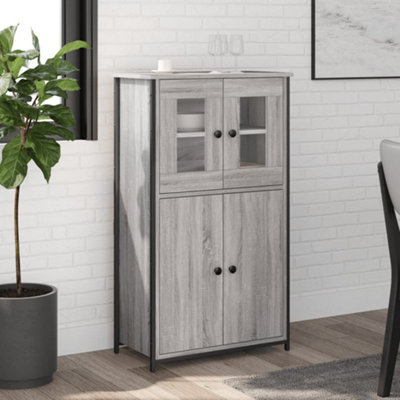 4 Door Sonoma Highboard With Metal Frame - Size: 106.5 X 62 X 32Cm - Wilko Grey Vidaxl - Image 4