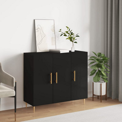 Vidaxl Black Sideboard 90X34x80 Cm Engineered Wood