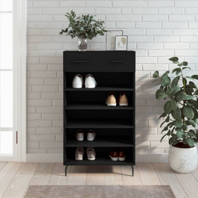 B&Q -  Shoe Cabinet Black 60X35X105 Cm Engineered Wood