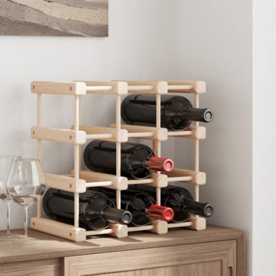 B&Q -  Wine Rack For 12 Bottles 36X23X36 Cm Solid Wood Pine