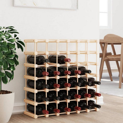vidaXL Freestanding Wine Rack - 42 Bottle Capacity - Pine Wood - Brown - Image 4