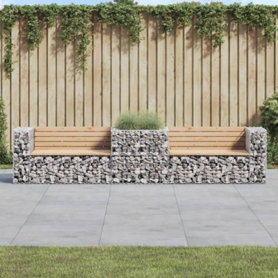 B&Q -  Garden Bench With Gabion Basket Solid Wood Pine