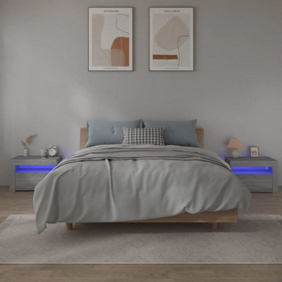 Vidaxl 2X Bedside Cabinets With Leds Grey Sonoma Led Side Cabinet End Table - Image 3