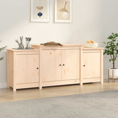 Vidaxl Sideboard 164X37x68 Cm Solid Wood Pine Grain