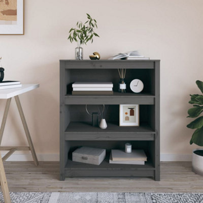 B&Q -  Book Cabinet Grey 80X35X97 Cm Solid Wood Pine