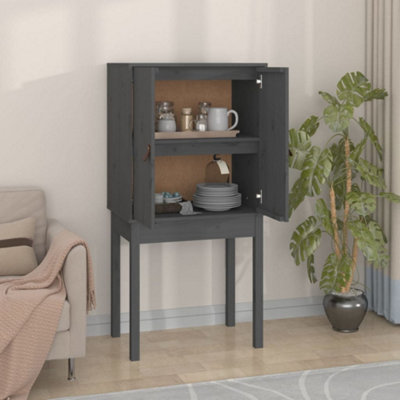 2 Door Solid Pine Wood Highboard Grey Vidaxl - Image 5