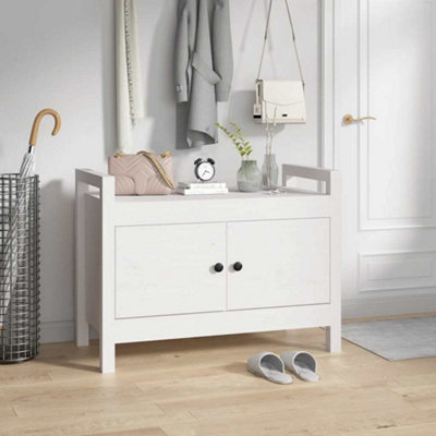 B&Q -  Hall Bench White 80X40X60 Cm Solid Wood Pine