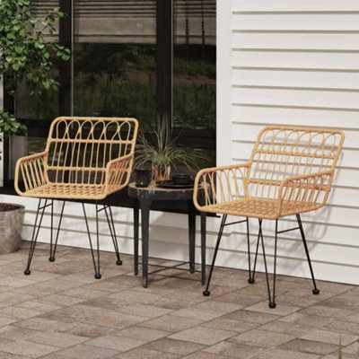 Vidaxl Garden Chairs 2 Pcs With Armrest 56X64X80 Cm Pe Rattan