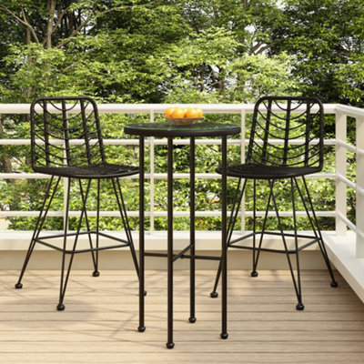 Vidaxl Bar Stools 2 Pcs Black 45X56X103.5 Cm Pe Rattan And Steel