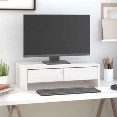 Vidaxl Monitor Stand White 50X27X15 Cm Solid Wood Pine from B&Q