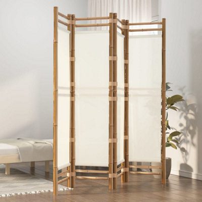 Vidaxl Folding 4-Panel Room Divider 160 Cm Bamboo And Canvas from B&Q