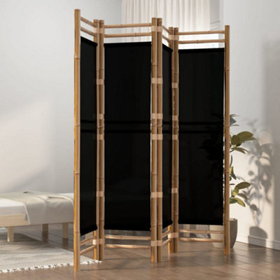 Vidaxl Folding 4-Panel Room Divider 160 Cm Bamboo And Canvas from B&Q