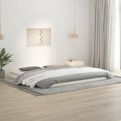 Vidaxl Bed Frame Without Mattress White 200X200 Cm Solid Wood Pine from B&Q