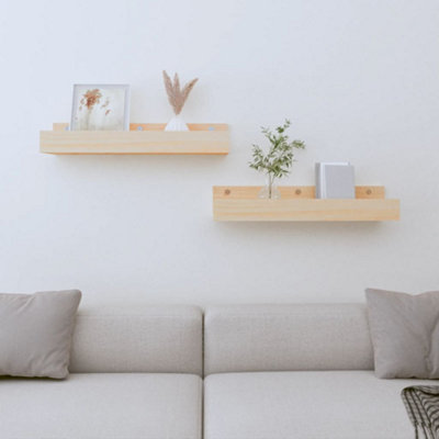 B&Q -  Wall Shelves 2 Pcs 50X12X9 Cm Solid Wood Pine