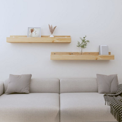 B&Q -  Wall Shelves 2 Pcs 80X12X9 Cm Solid Wood Pine