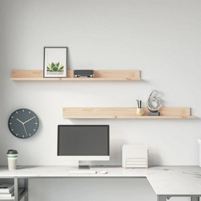 B&Q -  Wall Shelves 2 Pcs 110X11X9 Cm Solid Wood Pine