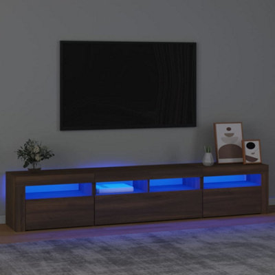 Vidaxl Tv Cabinet With Led Lights Oak 210X35x40 Cm Brown