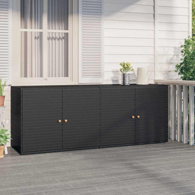 B&Q -  Garden Storage Cabinet Black 198X55.5X80 Cm Poly Rattan