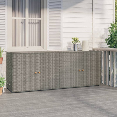 VIDAXL Garden Storage Cabinet - Poly Rattan - Grey - Image 4