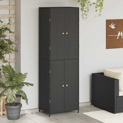 B&Q -  Garden Storage Cabinet Black 59X40X180 Cm Poly Rattan