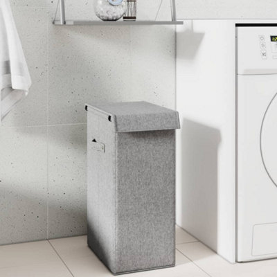 B&Q -  Foldable Laundry Hamper Grey 26X34.5X59.5 Cm Faux Linen Fabric